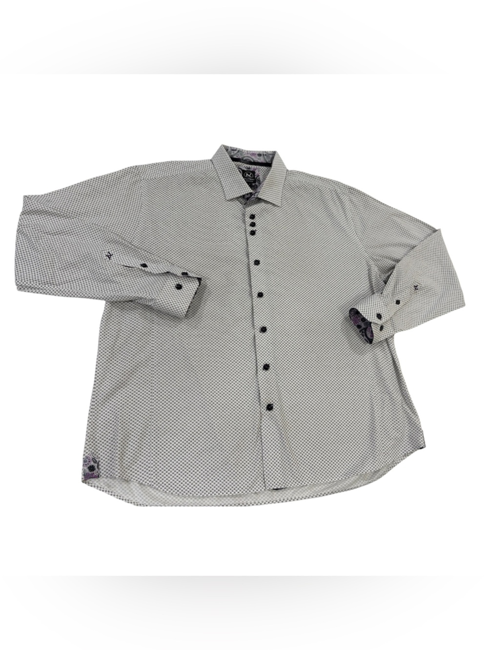 Au Noir Shirt Size 7 3XL Long Sleeve White Black Paisley Cuffs